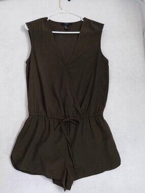 Forever 21 Olive Green Romper Size Small Elastic Waist Sleeveless